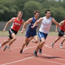 A dynamic scene of an unstoppable, quick counter-attack in a high tension sporting event with athletes moving rapidly against a blurred background.