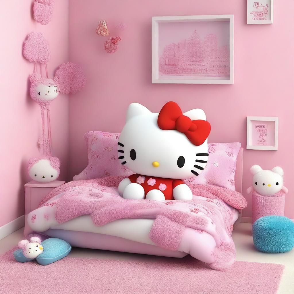 A 3D rendered image showcasing a high-quality representation of Hello Kitty