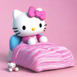 A 3D rendered image showcasing a high-quality representation of Hello Kitty