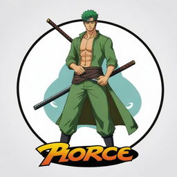 Roronoa Zoro from One Piece, styled in a Disney Pixar animation, bordered by a logo with the name 'Juan Piece'.