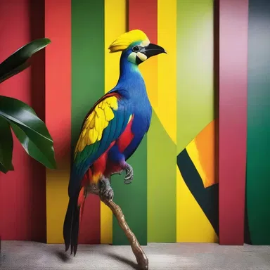 The vibrant plumage of the touraco inspired the color palette for the interior walls of the modern architectural marvel.