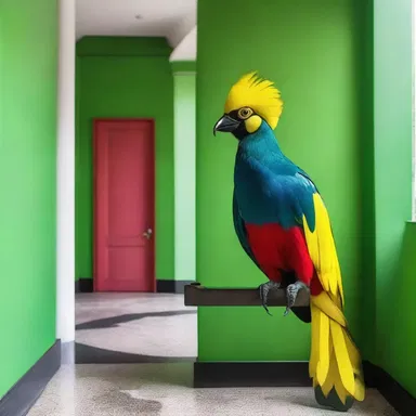 The vibrant plumage of the touraco inspired the color palette for the interior walls of the modern architectural marvel.