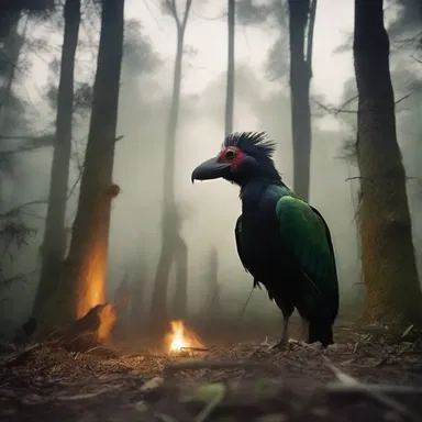 The eerie call of the touraco echoed through the haunted forest, sending shivers down the spines of the terrified campers.