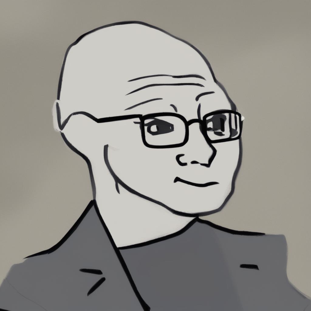 A digital art image in the Wojak meme style, featuring a character representing Satya Nadella