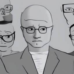 A digital art image in the Wojak meme style, featuring a character representing Satya Nadella