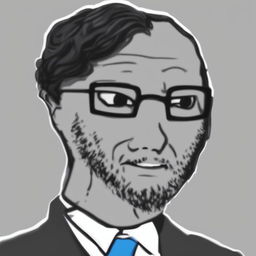 A digital art image in the Wojak meme style, featuring a character that represents Sundar Pichai