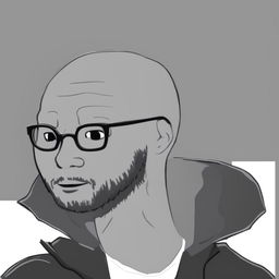 A digital art image in the Wojak meme style, featuring a character that represents Sundar Pichai