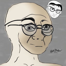 A high-quality digital art image that combines Harry Potter and the Wojak meme