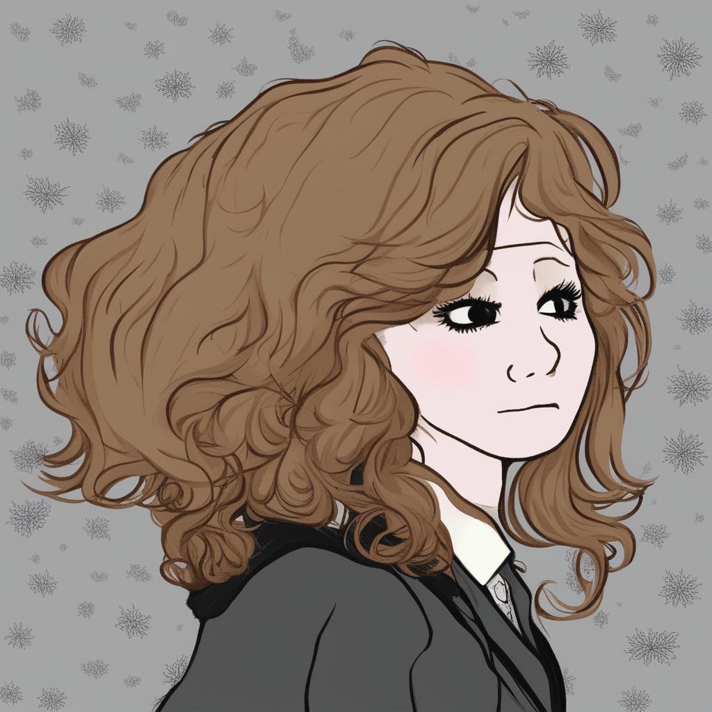 A high-quality digital art image that combines Hermione Granger, as portrayed by Emma Watson, and the Wojak meme