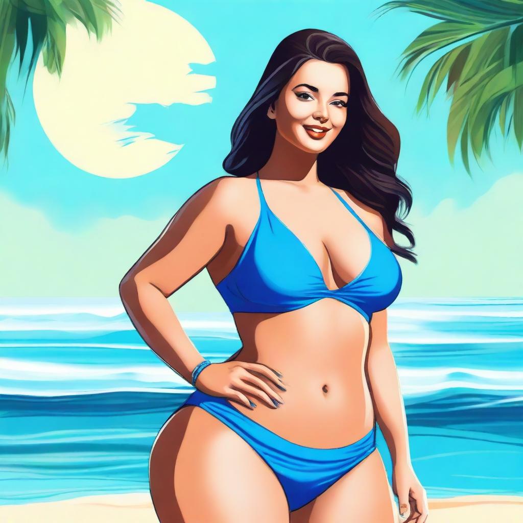 A high-quality digital art image depicting an attractive, curvaceous woman with fair skin