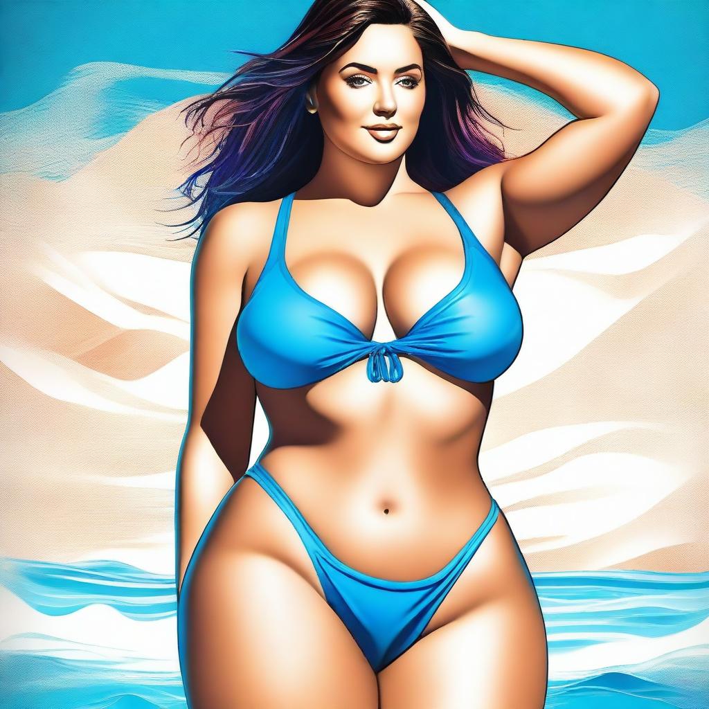 A high-quality digital art image depicting an attractive, curvaceous woman with fair skin