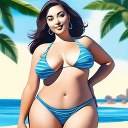 A high-quality digital art image depicting an attractive, curvaceous woman with fair skin