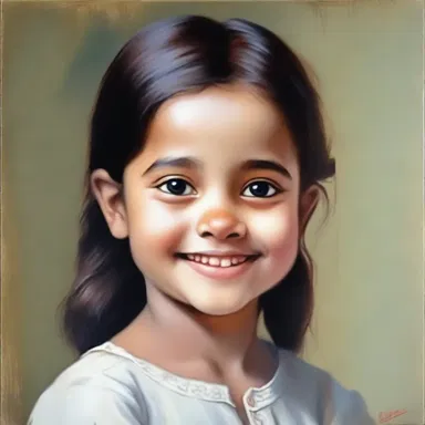 The endearing painting of a young girl with rosy cheeks and an innocent smile captured the hearts of viewers.