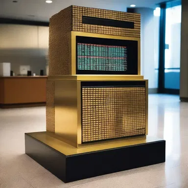 The artist incorporated a stock ticker machine into their sculpture to symbolize the fast-paced nature of the stock market.