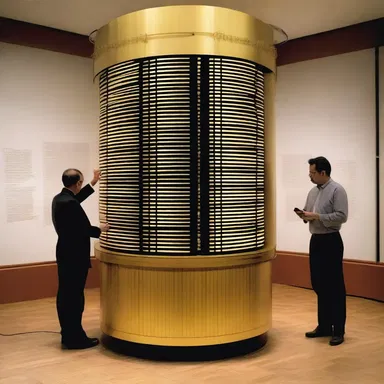 The artist incorporated a stock ticker machine into their sculpture to symbolize the fast-paced nature of the stock market.