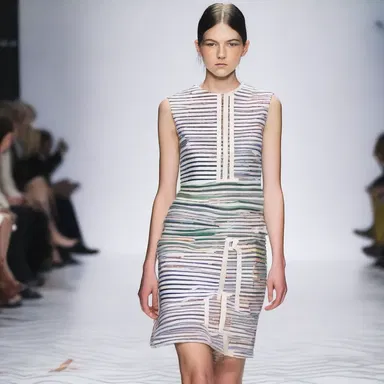 The fashion designer drew inspiration from the stock ticker tape for their latest collection, creating garments with a pattern resembling the stock market data.