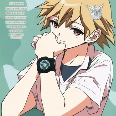 In the anime series, the main character always wears a ticker with a unique design on their wrist.