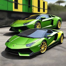 A digital art image displaying a Lamborghini car transformed into a tow truck in the style of the Brazilian army