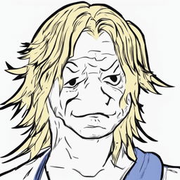 A high-quality digital art image depicting Tidus from Final Fantasy in the style of a Wojak meme