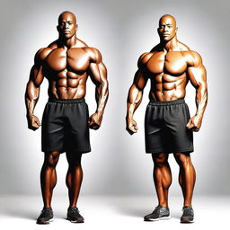 A digital art piece showcasing a fitness trainer, initially in peak physical condition, then transitioning to a less fit state