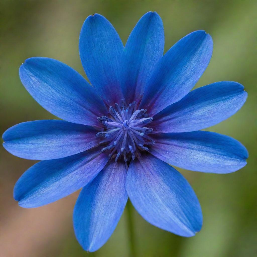 A vibrant, brilliant blue flower in full bloom, its vivid color contrasts with a soft, gentle background.