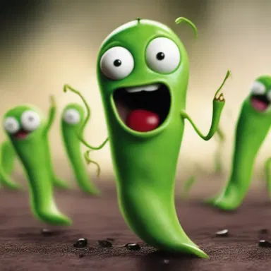 The horror movie depicted a terrifying scene where pea pods suddenly transformed into malevolent creatures and attacked the characters.