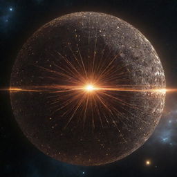 An advanced Dyson sphere, a colossal structure encasing a star, harvesting its energy. The sphere shines with the intense brilliance of the star within, set against the calm backdrop of the surrounding cosmos.