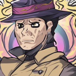 High-quality digital art of Jotaro Kujo from 'JoJo's Bizarre Adventure', depicted in the style of a Wojak meme