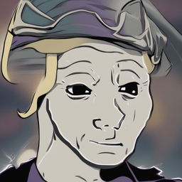 High-quality digital art of Jotaro Kujo from 'JoJo's Bizarre Adventure', depicted in the style of a Wojak meme