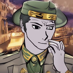 High-quality digital art of Jotaro Kujo from 'JoJo's Bizarre Adventure', depicted in the style of a Wojak meme