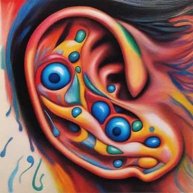 The artist depicted a vibrant and colorful painting of Otitis Externa to represent the beauty and intricacy of the external ear.