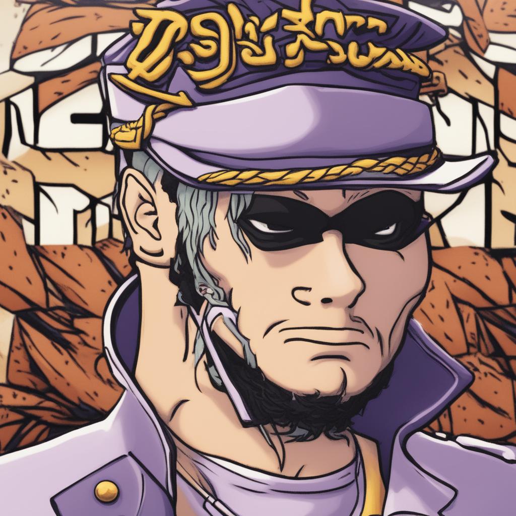 A high-quality digital art image of Jotaro Kujo from 'JoJo's Bizarre Adventure' in the style of the Wojak meme