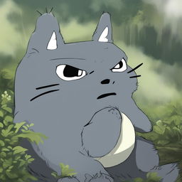 A high-quality digital art image depicting a fusion of Totoro from Studio Ghibli and the meme character, Wojak