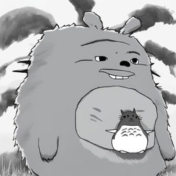 A high-quality digital art image depicting a fusion of Totoro from Studio Ghibli and the meme character, Wojak