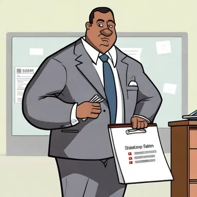 In a popular cartoon, the probation officer character is always wearing a suit and carrying a clipboard.