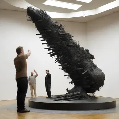 The artist created a sculpture depicting a powerful flak system shooting up in a dramatic, action-packed scene.