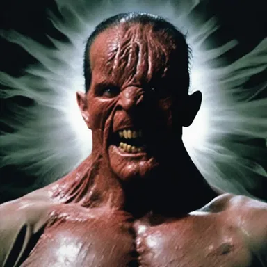 In the horror movie, the antagonist's swelled head convinces him that he is invincible and superior to all other beings.