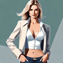 A high-quality digital art piece featuring a stylish, attractive Caucasian woman