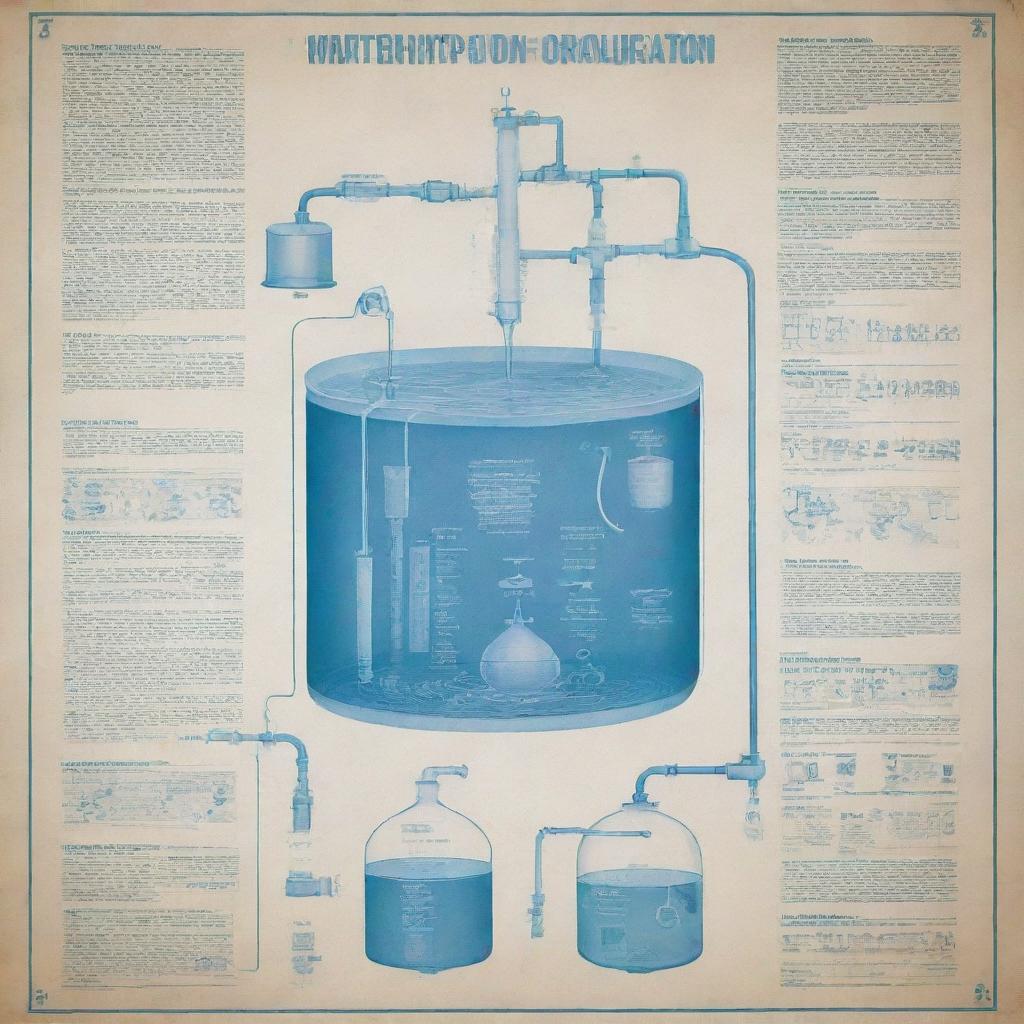 An educational poster detailing various methods of water purification. Include illustrations of filtration, distillation, chlorination and ultraviolet treatment. Use a mix of textual descriptions and visual diagrams for each method, and maintain a clean, easy to understand aesthetic.