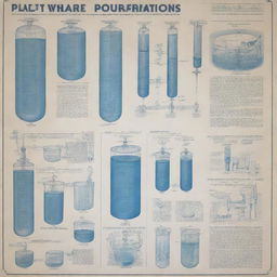 An educational poster detailing various methods of water purification. Include illustrations of filtration, distillation, chlorination and ultraviolet treatment. Use a mix of textual descriptions and visual diagrams for each method, and maintain a clean, easy to understand aesthetic.