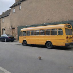 A bus unexpectedly parked outside a mouse's home