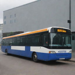 A large bus parked stationary