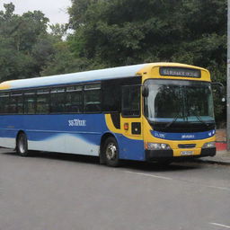 A large bus parked stationary