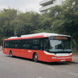 A large bus parked stationary