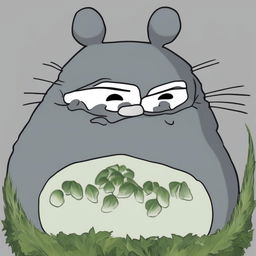 A high-quality digital art image depicting a fusion of Totoro from Studio Ghibli and the meme character, Pepe the Frog