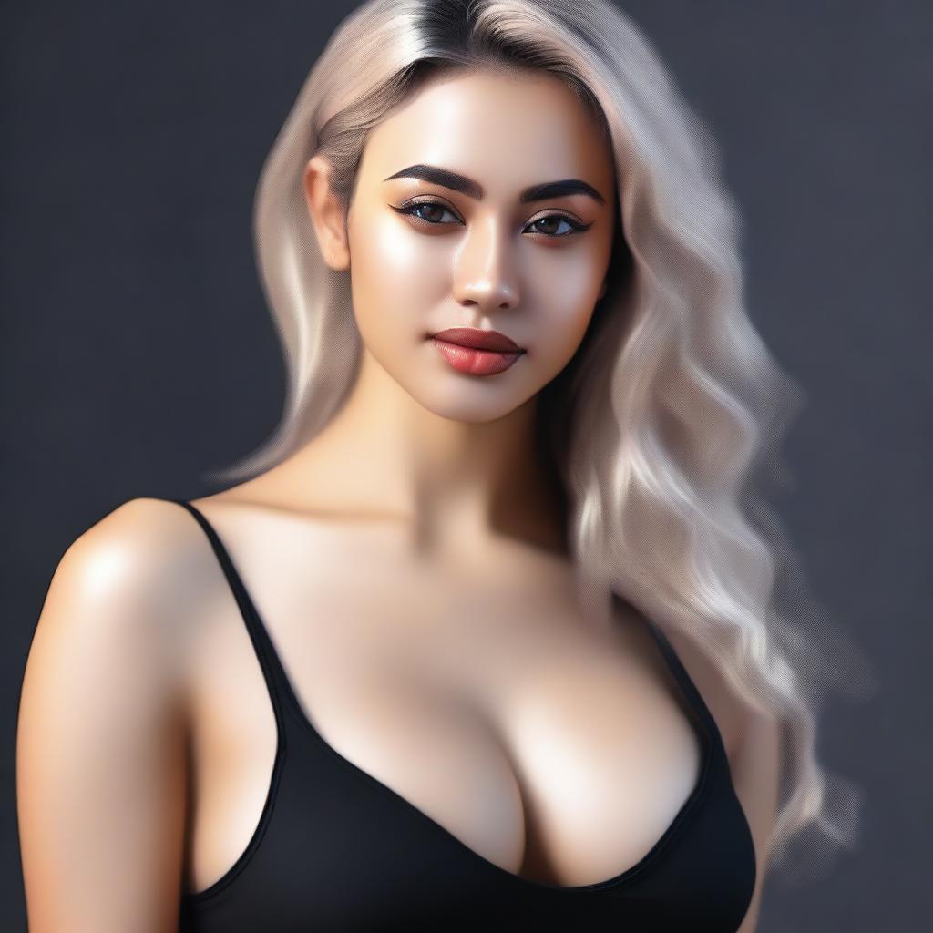 A high-resolution digital art image showcasing a stunning woman with a light complexion