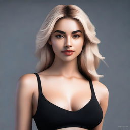 A high-resolution digital art image showcasing a stunning woman with a light complexion