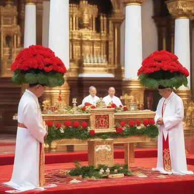 During the holy ceremony, the priest placed an arrangement of fish geraniums on the altar as a sign of purity and divine blessings.