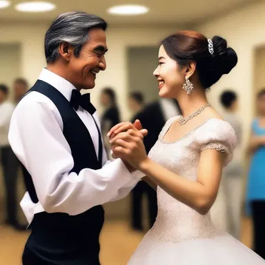 With a gentle smile and a charming mien, he approached her and asked for a dance.