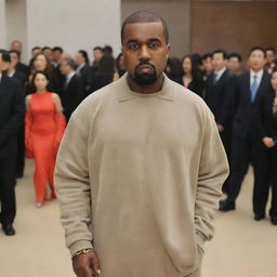 Kanye West with Chinese heritage, maintaining the essence of his distinctive style and personality.